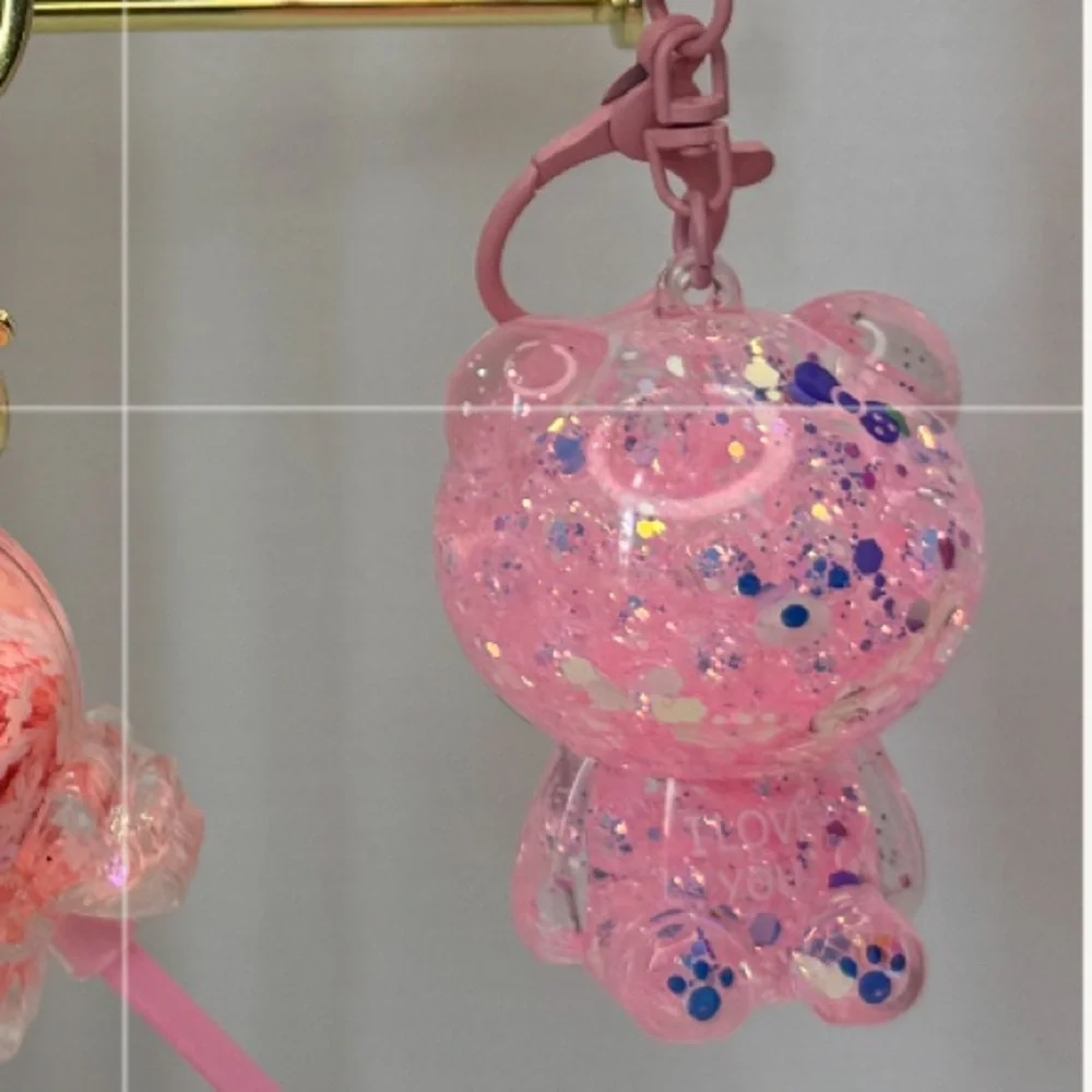 Cute Lollipop and Bear Liquid Sparkle Keychains
